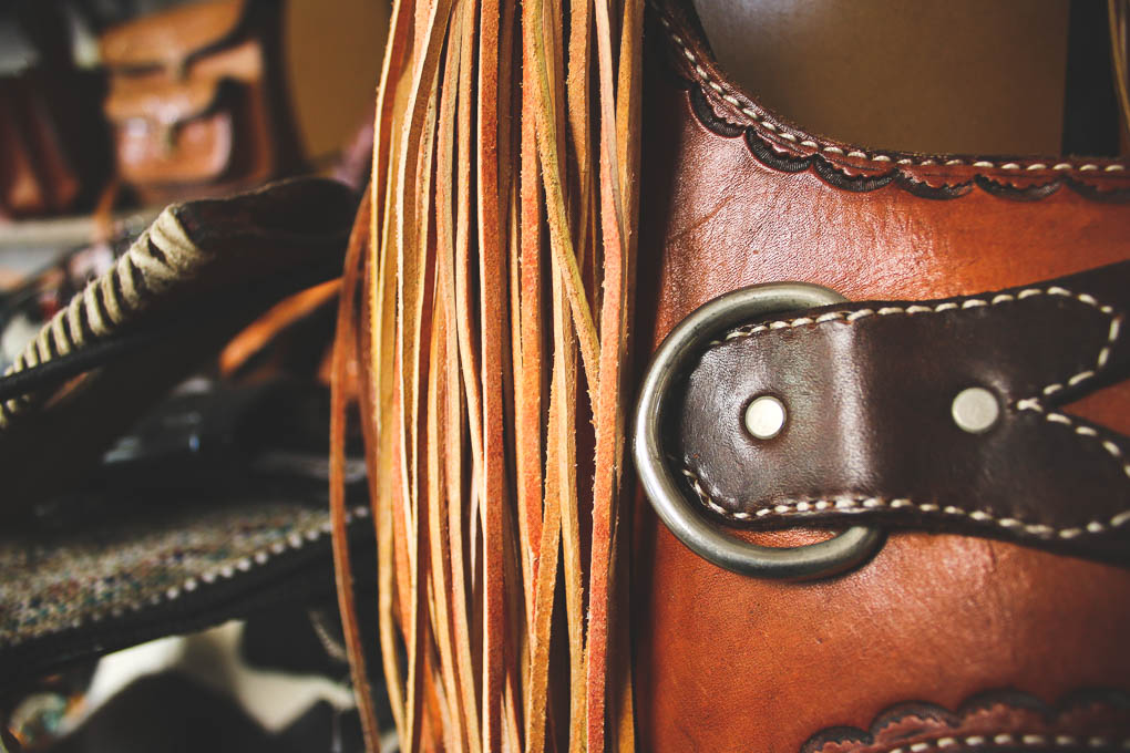 Leather ties and straps at the Cashman Custom Leather shop